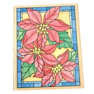 Rubber Stampede Stained Glass Poinsettia A1464F Rubber Stamp